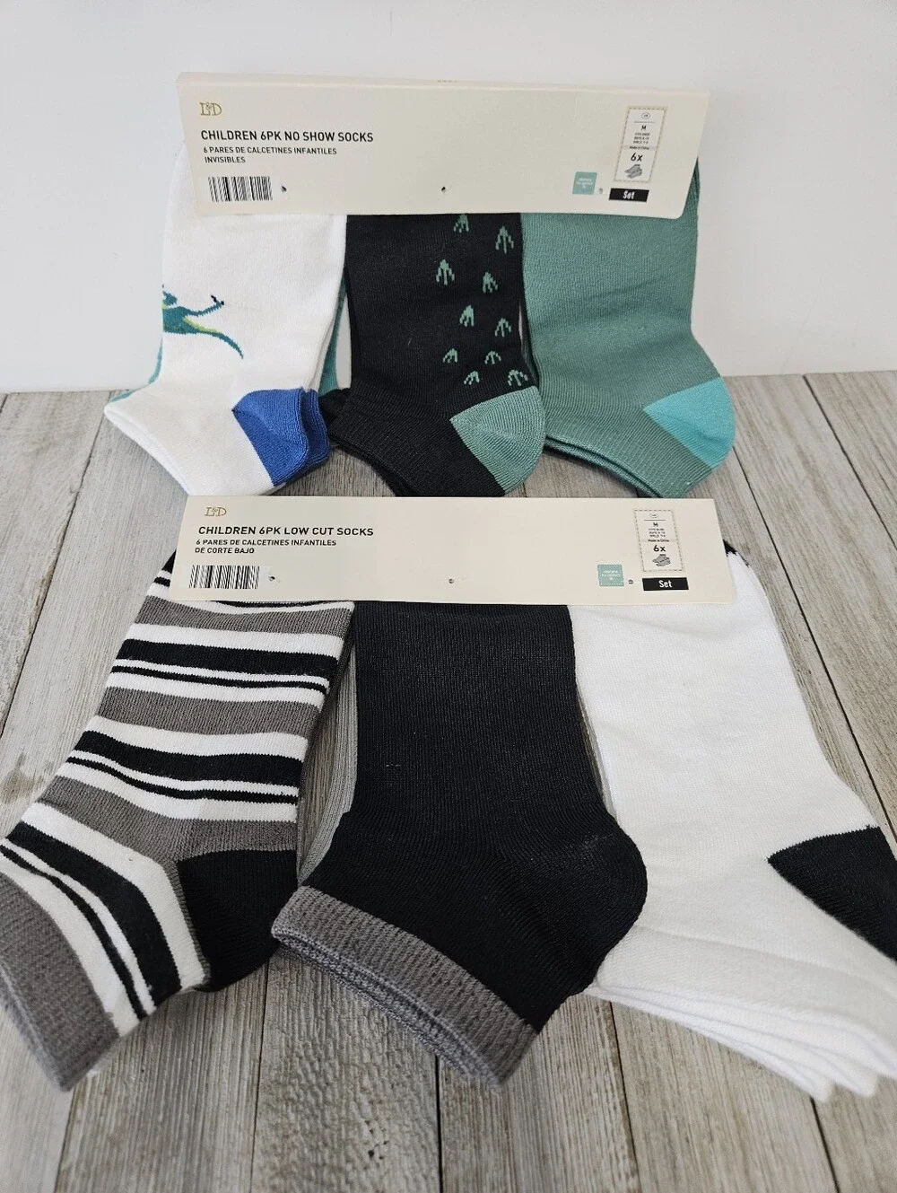 2 - 6 Packs Low Cut Socks Size M 6X Boys 8-10 Girls 7-8  No Show Socks by L&D Wh
